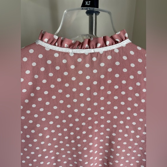 Papermoon Pink Polka Dot Blouse with Tie Neck - Picture 6 of 9